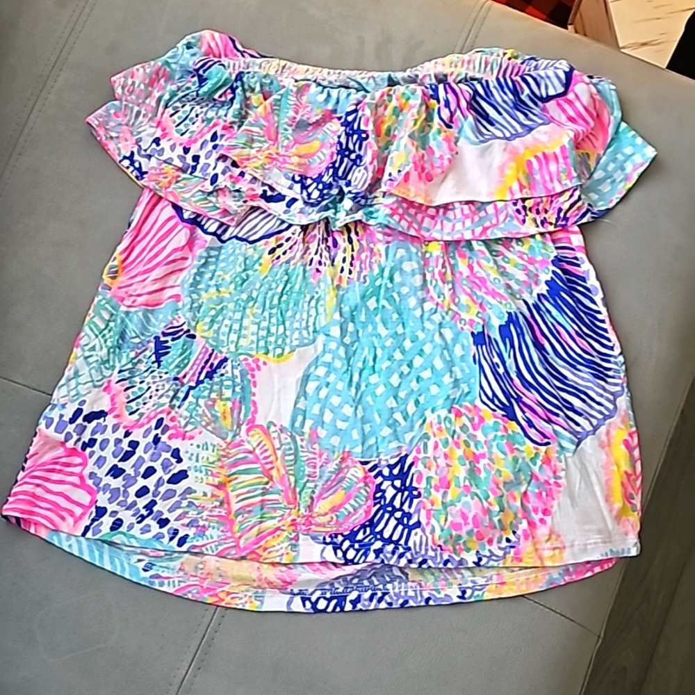 Lilly Pulitzer Wiley Rilo Ruffle Tube Top Size Medium strapless top
